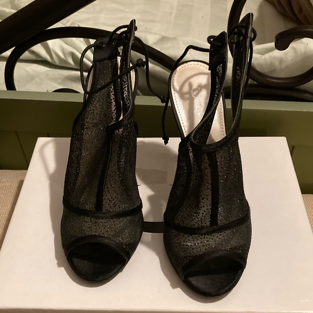 Black Mesh Sparkle Heel